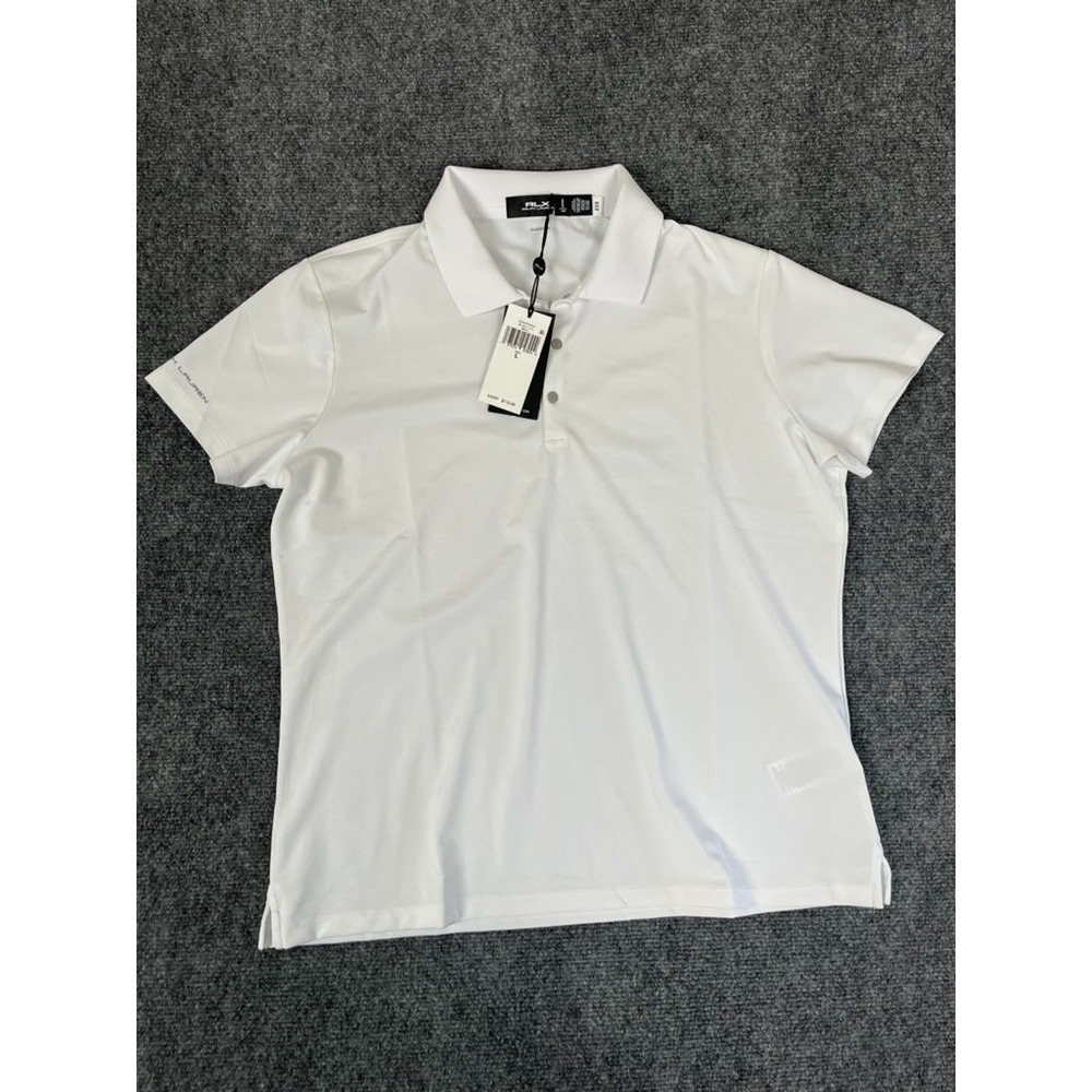 NWT RLX Ralph Lauren Women's Pure White Golf Polo Shirts Short Sleeve Size L